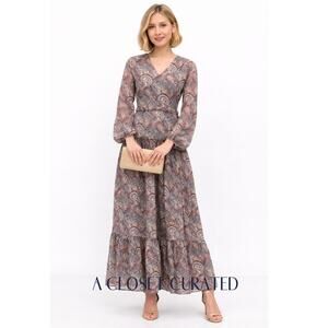 Mikael Aghal Tiered Maxi Dress 4 NWT
